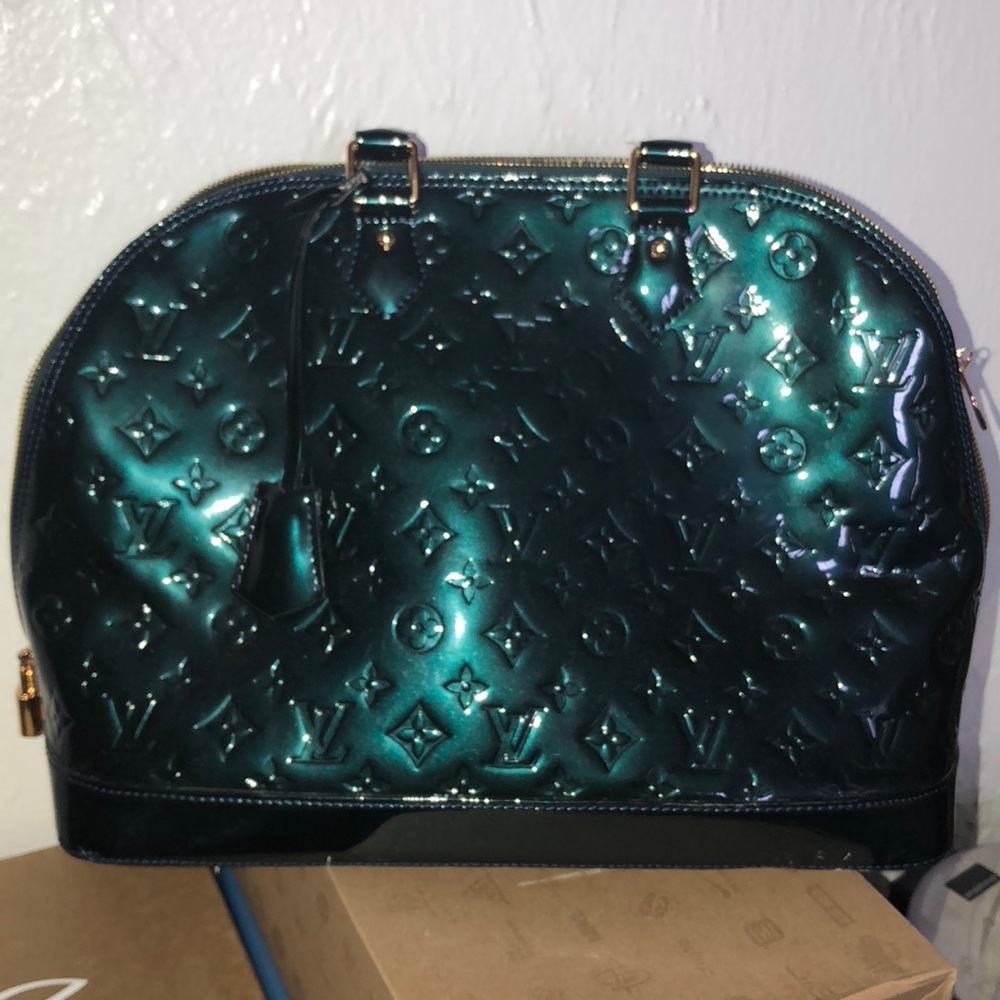LV tote hand bag blue monogram color